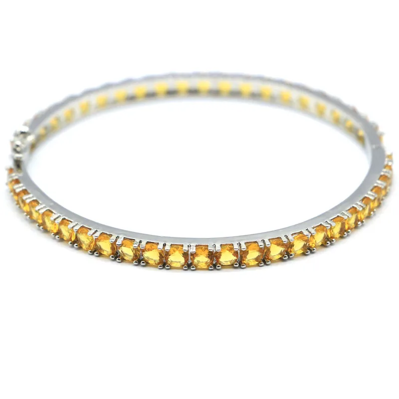 Compre 5 e ganhe 1 grátis 66x4mm deslumbrante citrino dourado rico azul aquamarine feminino casamento pulseira de prata 7.5 polegadas