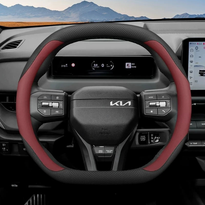 Leather Car Steering Wheel Cover for All New KIA XCeed Telluride Seltos Niro K4 EV5 EV3 EV4 EV2 Tasman EV9 Sportage 2026 2027