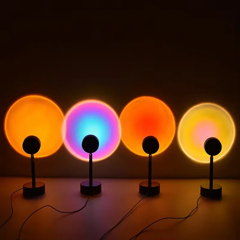 Modern RGB Rainbow Sunset Projection Floor Lamp Colorful LED Standing Light Simple Decorative Lamp for Living Room Home