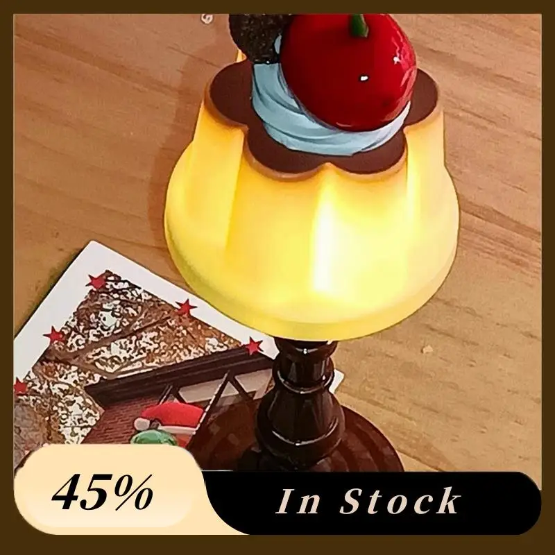 A60Z Top Pudding Light Night Light Mini Retro 2 pezzi carino con lampada da tavolo a batteria, arredamento della camera, regalo per ragazzi e ragazze