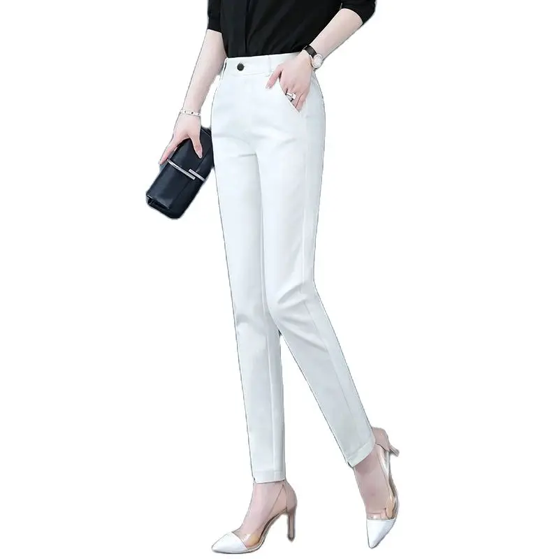 

2023 New Spring Autumn Black Suit Pants Female High Waist Pencil Haren Pants Office Ladies Straight Suit Pants Trousers 4XL R88