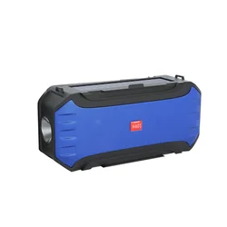 Wireless Portable Speaker Bluetooth-compatible Solar Rechargeable Outdoor Emergency Flashlight Loudspeaker Radio Blue