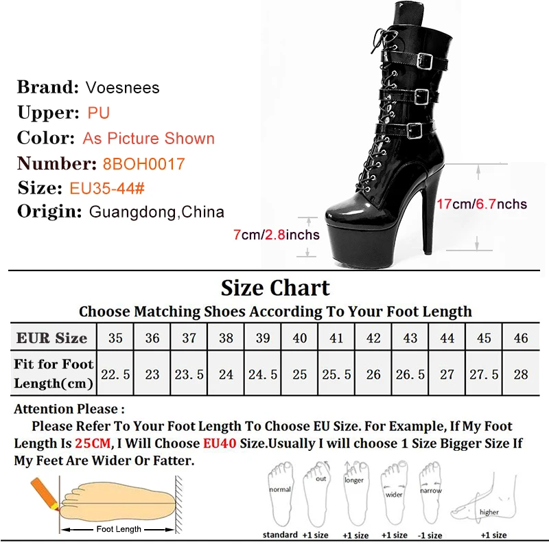 17cm Sexy Black Platform Pole Dance Women\'s Boots Stripper Heels Leather Ankle Boots Sexy High Heels Laces Round Head Low Leg