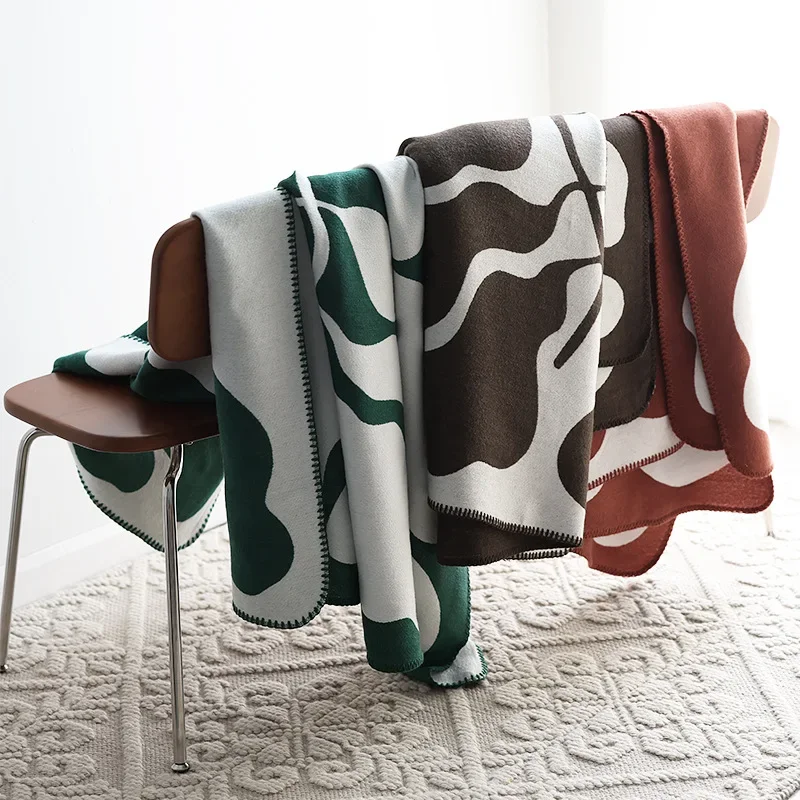 

Nordic Knitted Blankets Bohemian Abstract Throw Blanket Sofa Cover Plush Travel Leisure Bed Cover Blanket Boho Bedspread