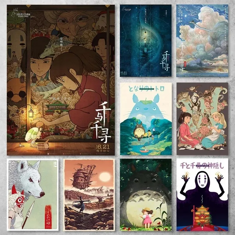 Hayao Miyazaki My Neighbour Totoro Spirited Away Anime Poster Canvas Painting Prints Wall Art Pictures for Living Room Decor