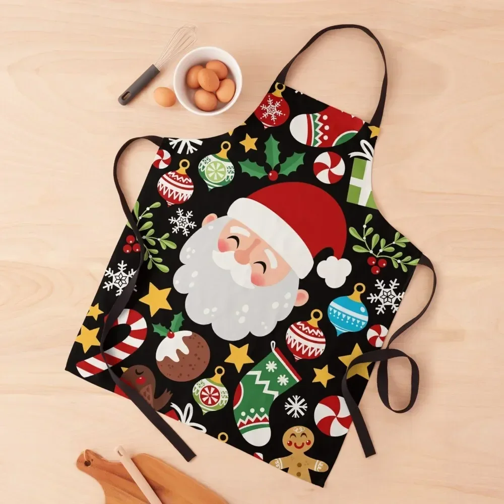 

Santa, Candy Canes & Gingerbread...OH MY! Christmas card Apron Kitchen Chef Trim Cloth Apron