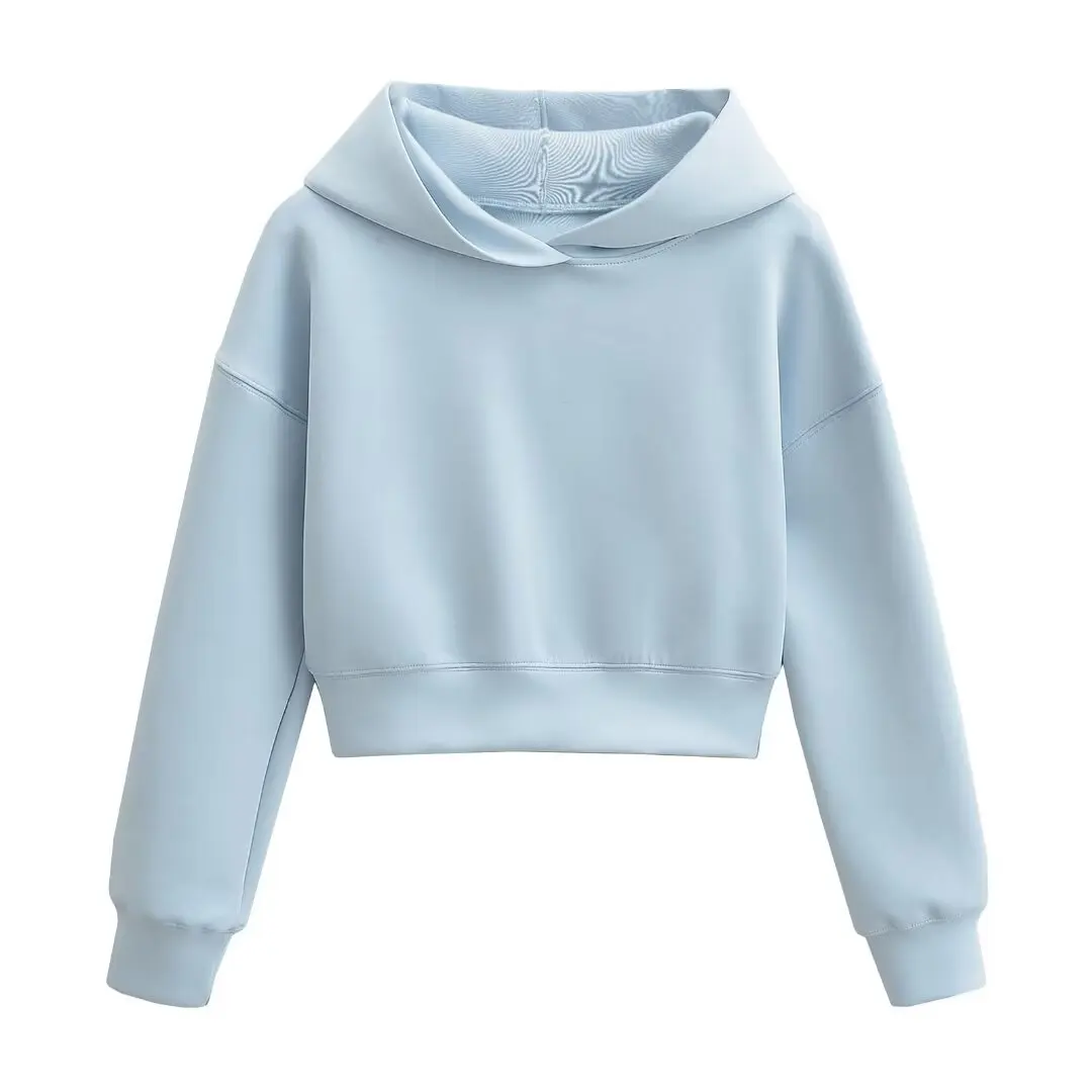 Sudadera corta con capucha para mujer, Top holgado de manga larga, estilo perezoso, Hottie americano, primavera y otoño, nuevo