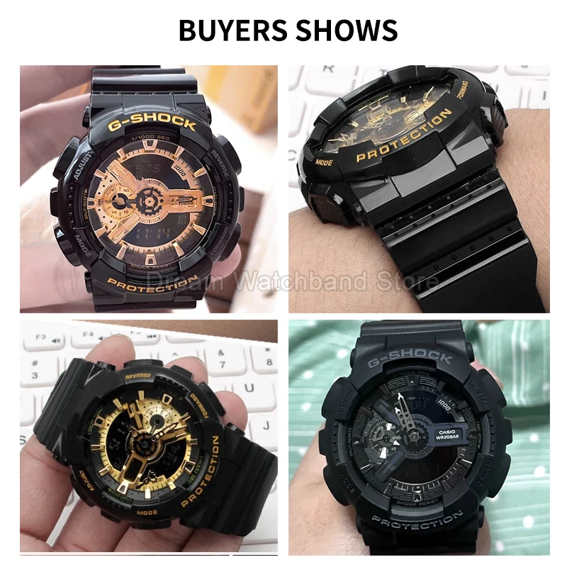 ملحقات ساعة من الراتنج عالي الجودة باللون الأسود واجهة محدبة لسوار الساعات Casio G-SHOCK GW8900 GD-110 GA200 GLS-100