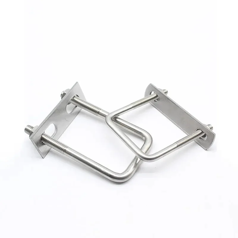 304 الفولاذ المقاوم للصدأ U-الترباس الزاوية اليمنى مربع المشبك مع المكسرات M6 M8 M10 M12 لتركيبات الأنابيب