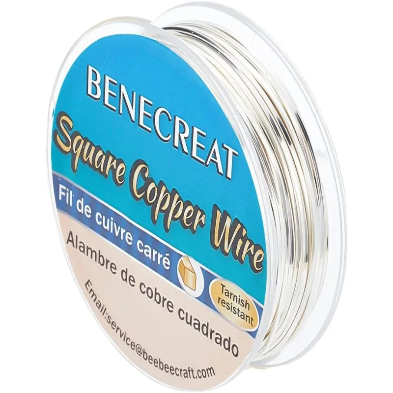 

1Roll 33 Feet 21Gague Square Copper Wire Silver Craft Copper Wire Tarnish Resistant Jewelry Wire for Jewelry Hobby Craft Making