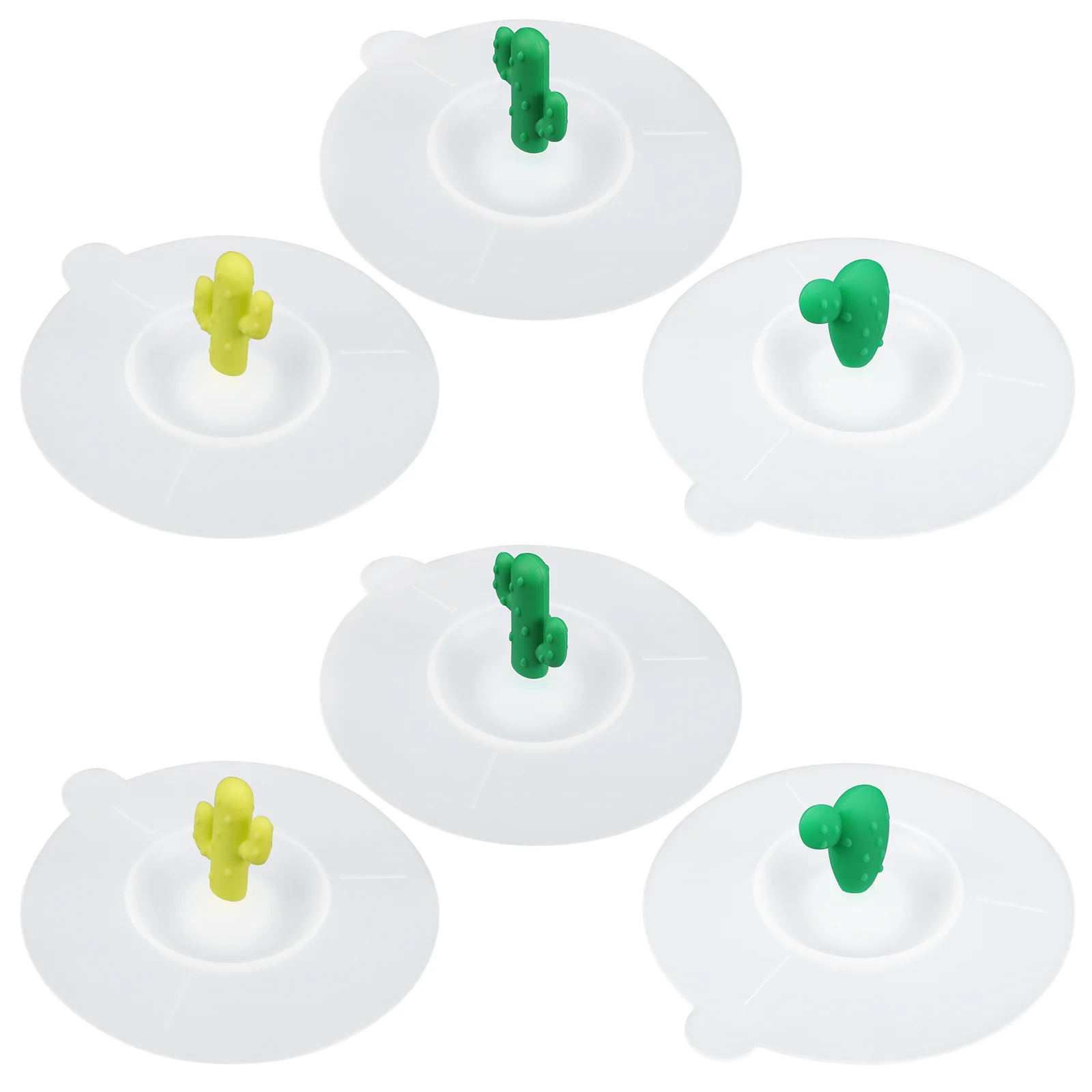

6 PCS Warm Drink Covers Silicone Lid for Mug Cup Cactus Leak-proof Cartoon Safe