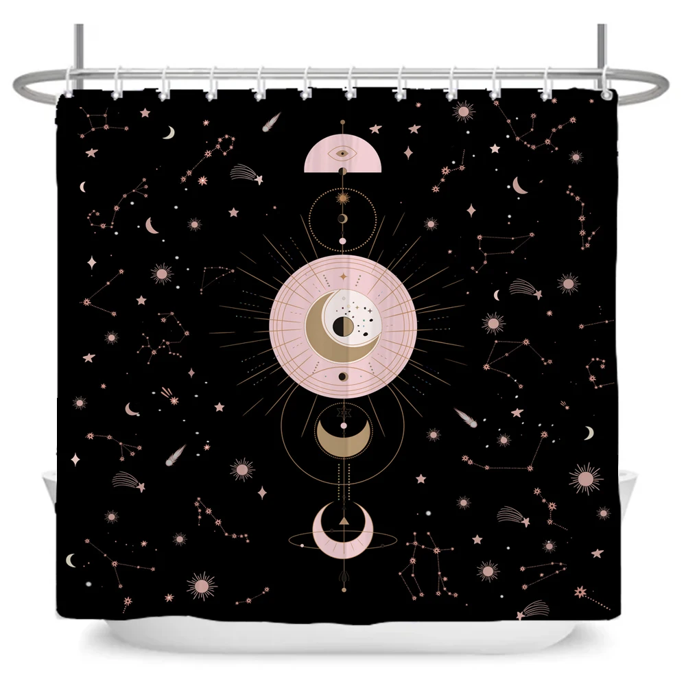 Nordic Constellation Astrology Sun God Printing Bathroom Shower Curtain Polyester Waterproof Home Decoration Curtain Wall Cloth