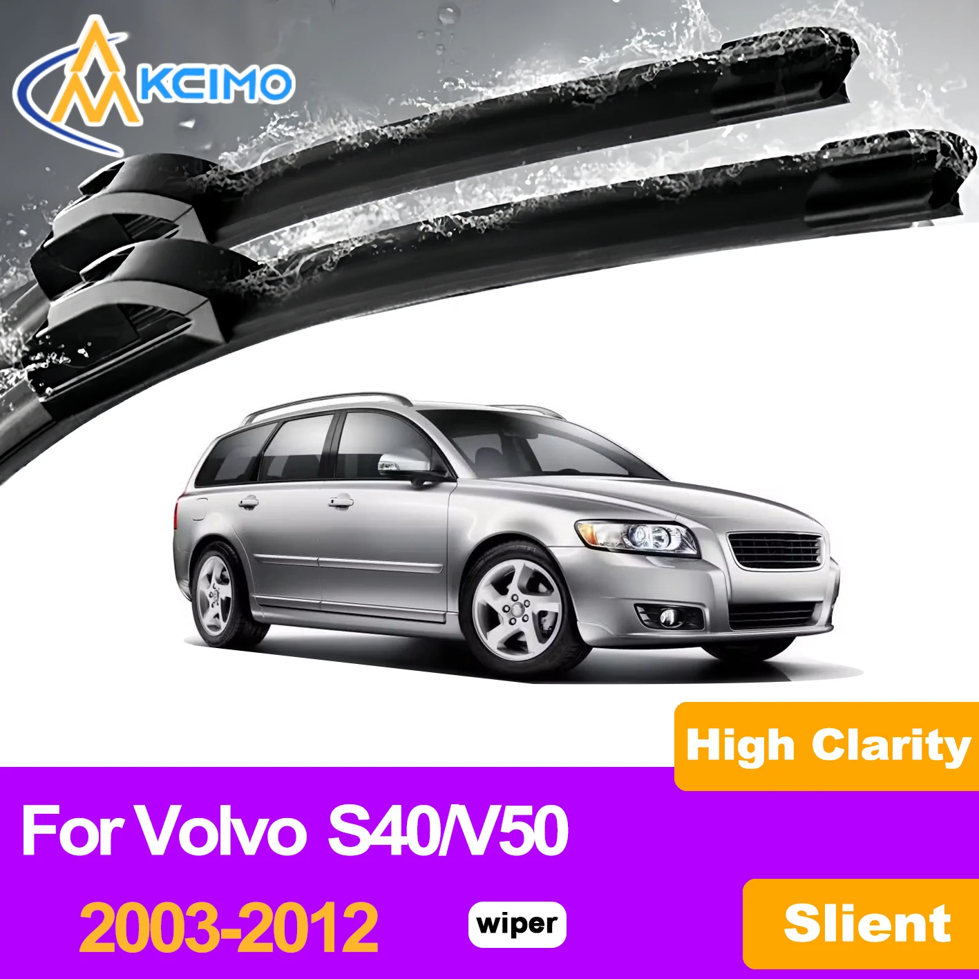 

KCIMO 2PCS Front Windshield Wiper Blades For Volvo S40/V50 2003-2012, Professional Cleaning Effect Enhanced Visibility