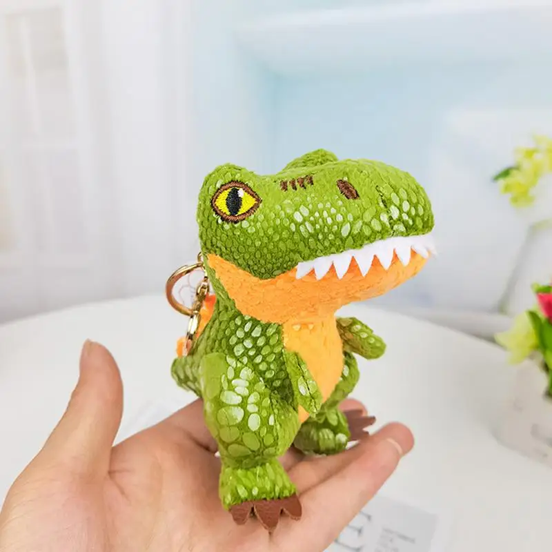 Plush Keychains For Backpacks Cartoon Soft Plush Tyrannosaurus Pendants Portable Multifunctional Kids Toys Bag Pendants For