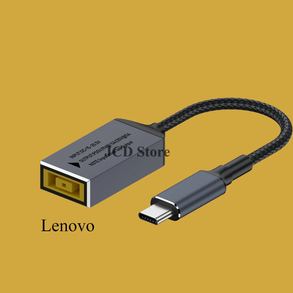 1PCS 5/9/20V DC to Type C Converter Square Mouth 5.5X2.5 7.4X0.6 Power Adapter Mobile Phone PD 100W for Lenovo/HP/Samsung