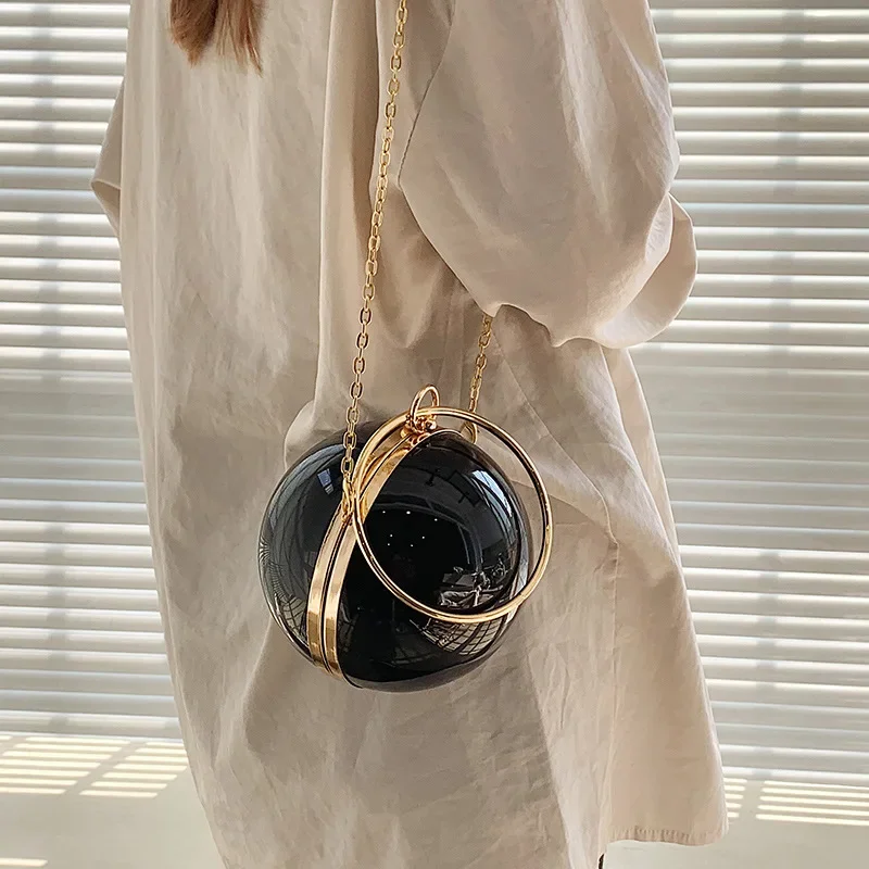 New Acrylic Chain Shoulder Bag Women Handbag Fashion Ball Shape Crossbody Bag Evening Bag