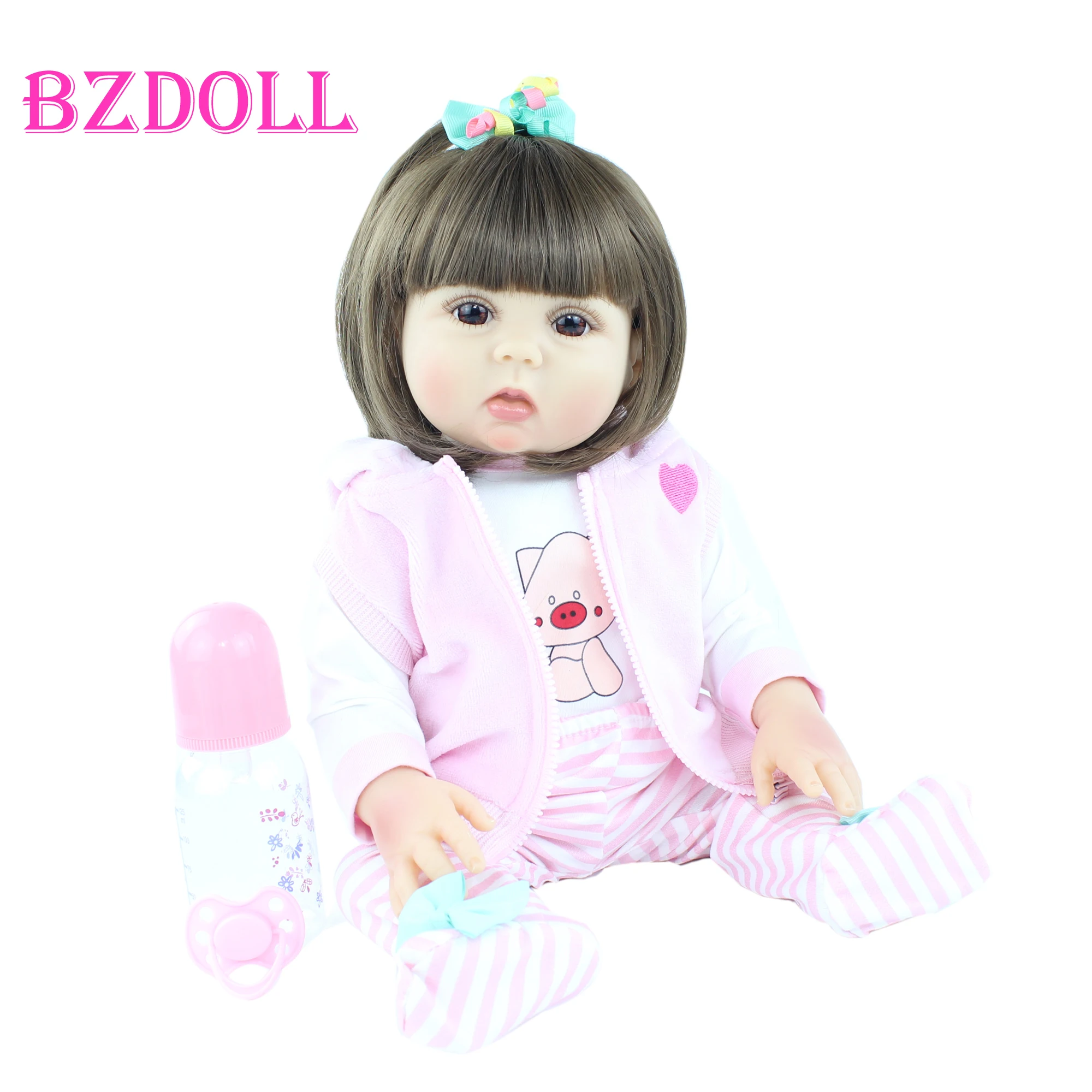 

19 Inch Full Soft Silicone Body Reborn Baby Doll Like Real Newborn Vinyl Boneca BeBe Girl For Kids Bathe Toy Birthday Gift