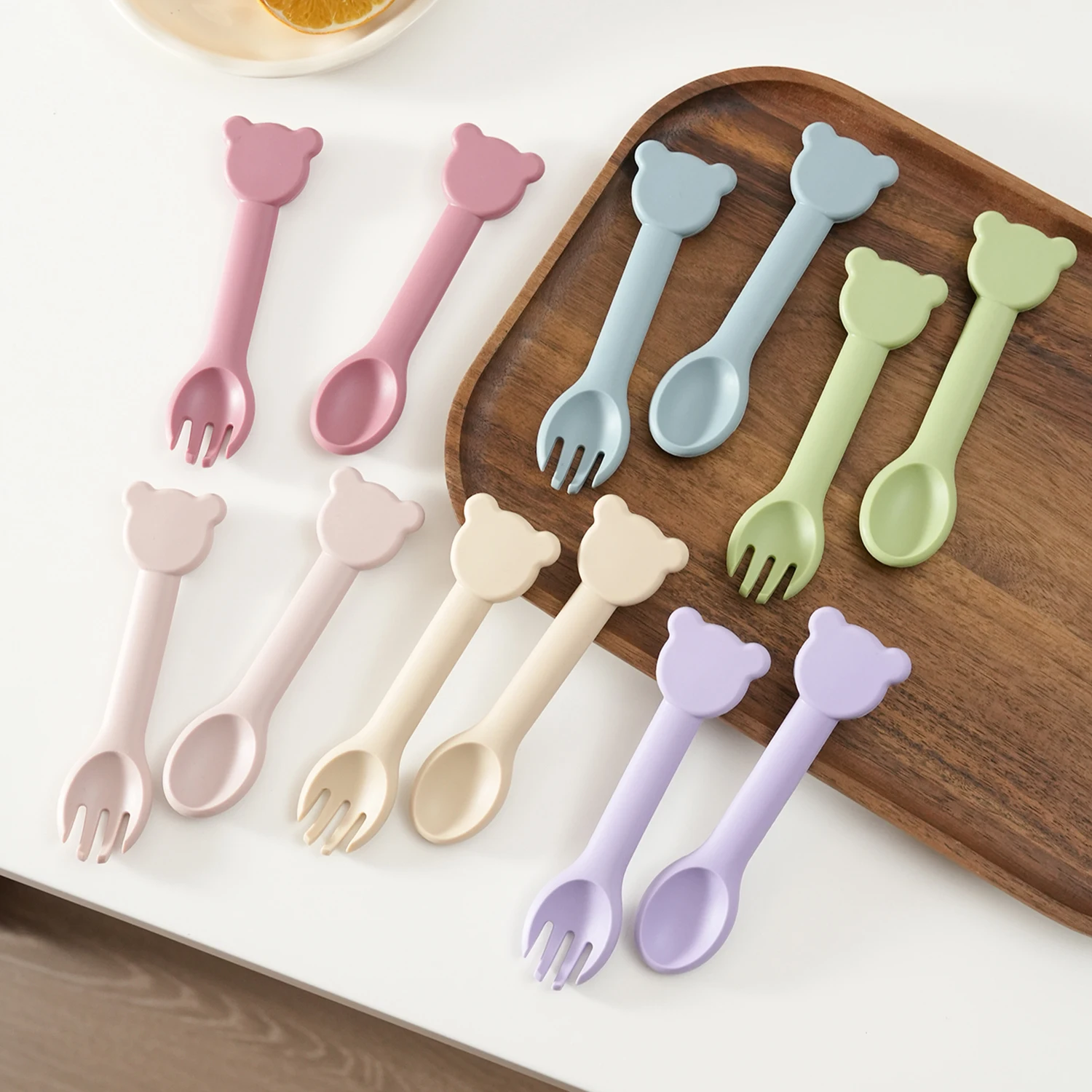 

2PCS BPA Free Silicone Baby Feeding Spoon Set Soft Toddler Weaning Spork Self Feeding Utensils Newborn Tableware Baby Stuff