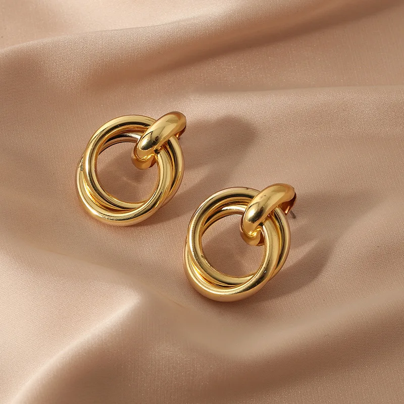 Fashion Metal Women Drop Earrings Hollow Geometric Dangle Earrings for Girls Punk Round Earrings Fashion Brincos Gift