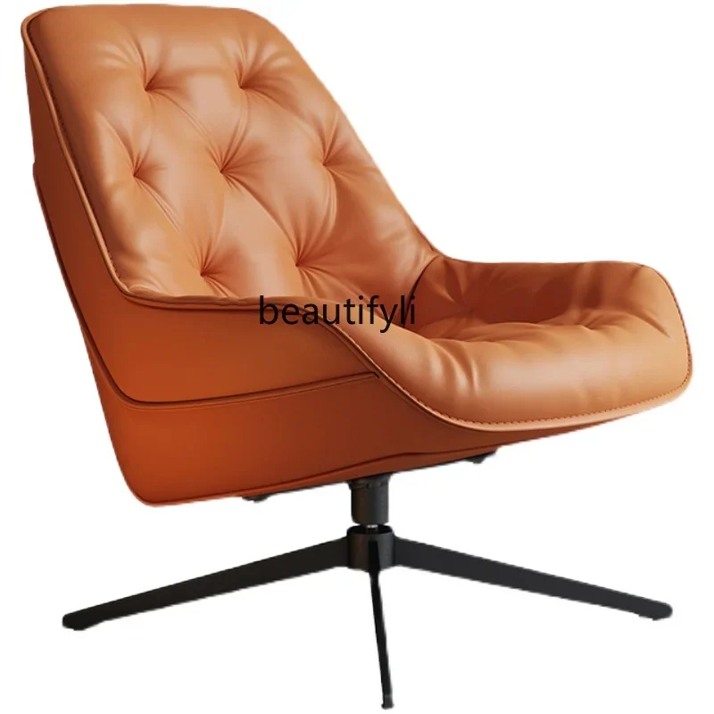 Nordic single sofa leather rotating living room casual Italian light luxury tiger chair