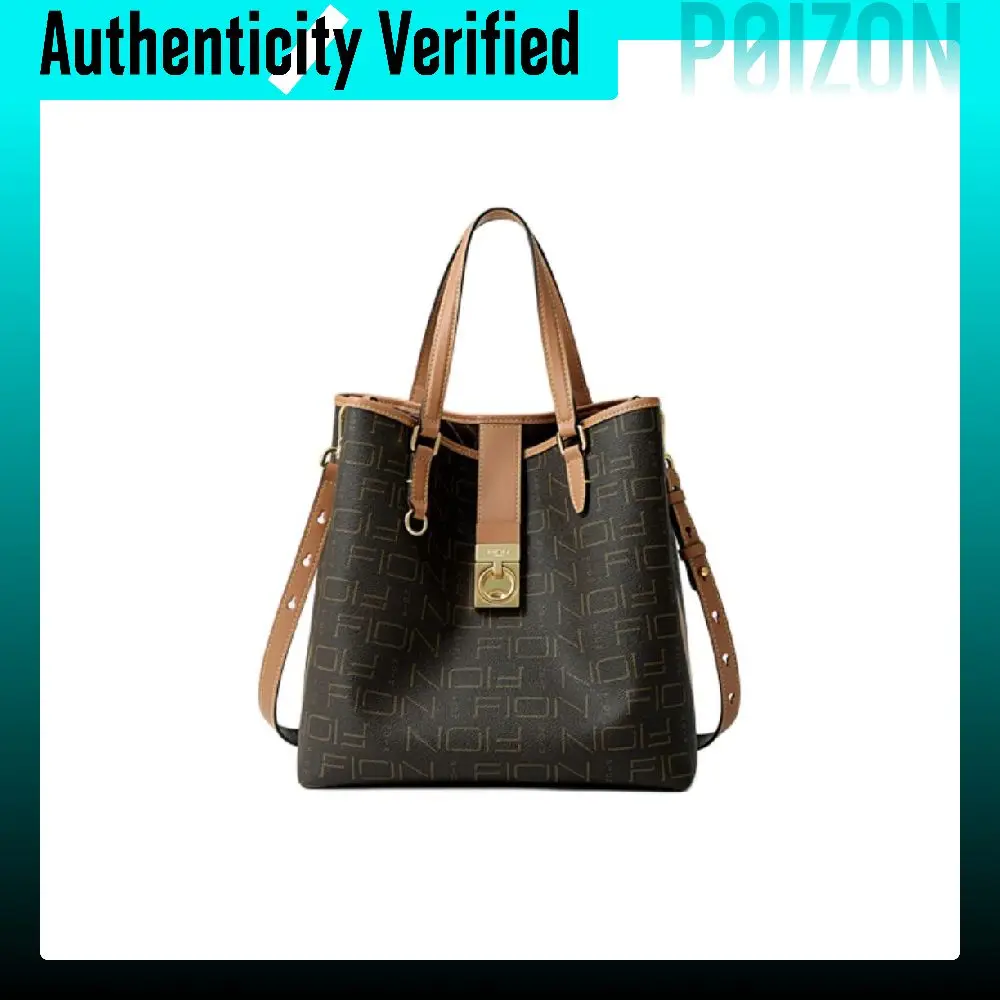 FION Fabric/Imported Coated Canvas/Metal Parts Canvas Bag, Handbag Women's Coffee Camel FAAFVNN003/4