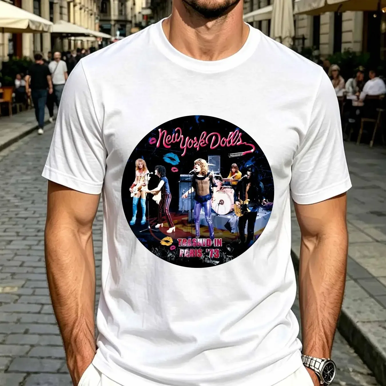 washed T Shirt New York Dolls poster Concert AdulT Black  vintage Washed designer clothes Comfortable Breathable streetwear