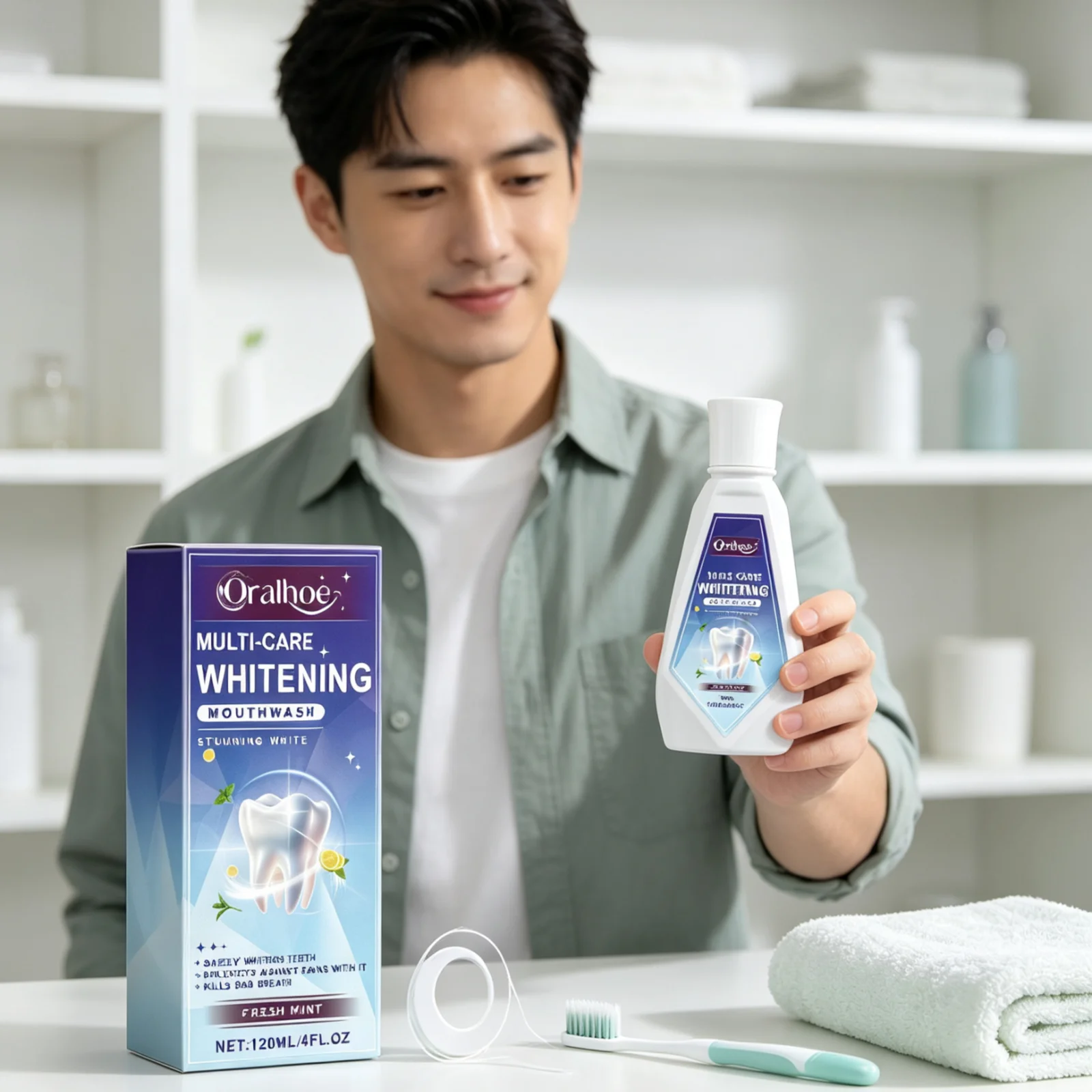Oralhoe Whitening Mouthwash Remove Surface Stains Strengthen Teeth Maintain Health Prevent Bad Breath Multi Care Mouthwash 120ml