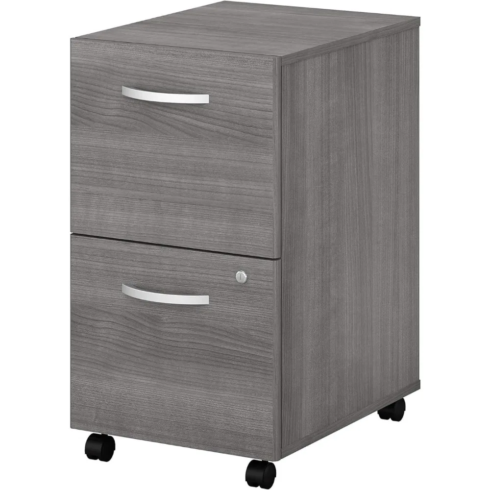 Studio C 2 Drawer Mobile File Cabinet in Platinum Gray - Assembled, Rolling Document Storage for Home or Professional Office