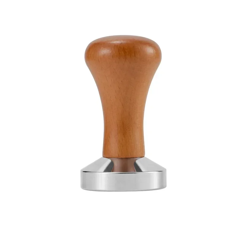 Tamper kopi gagang kayu 49mm 51mm 53mm 58mm baja tahan karat Espresso Tamper kopi Tamper tekan dasar datar aksesoris kopi