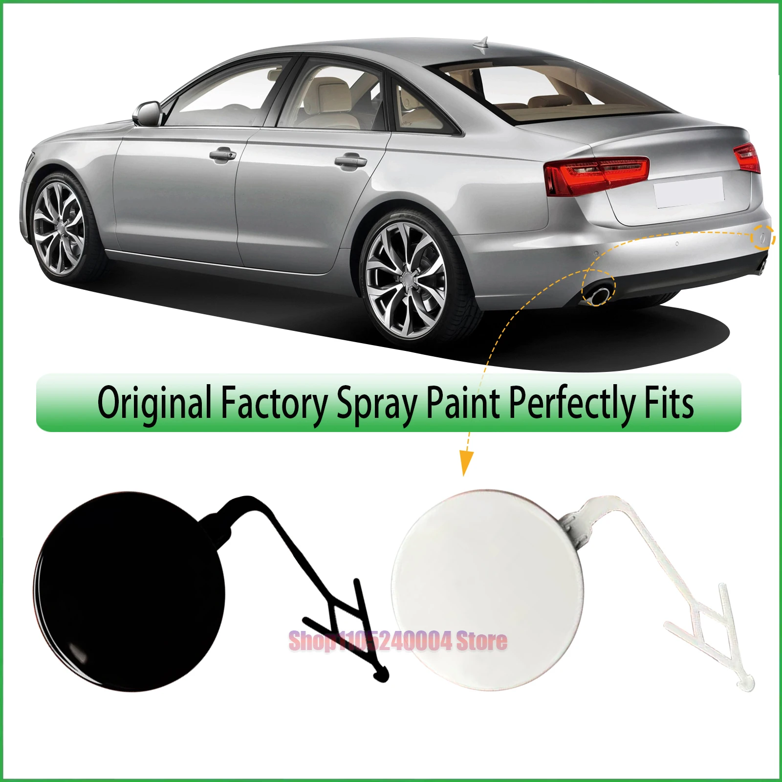 For Audi A6 2012-2015 4G5807441 4G5807441GRU Right Passenger Side Rear Bumper Tow Hook Cap Towing Eye Cover