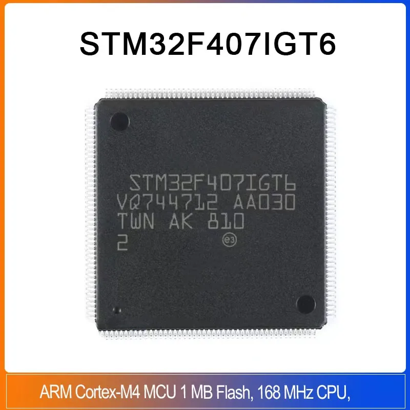 1PCS STM32F407IGT6 LQFP-176 STM32F407 IGT6 STM32F 407IGT6 STM32 Cortex-M4 32b MCU+FPU 210DMIPS 1MB Flash 4KB RAM USB