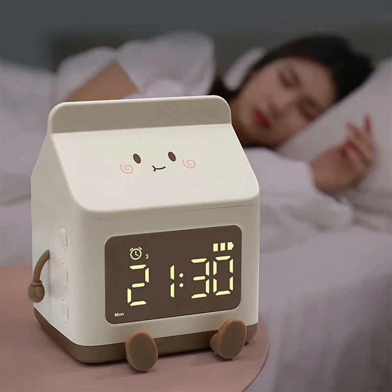 Milk Carton Electronic Alarm Clock Student Mini Countdown Cute Small Alarm Clock Bedroom Clock-T02C