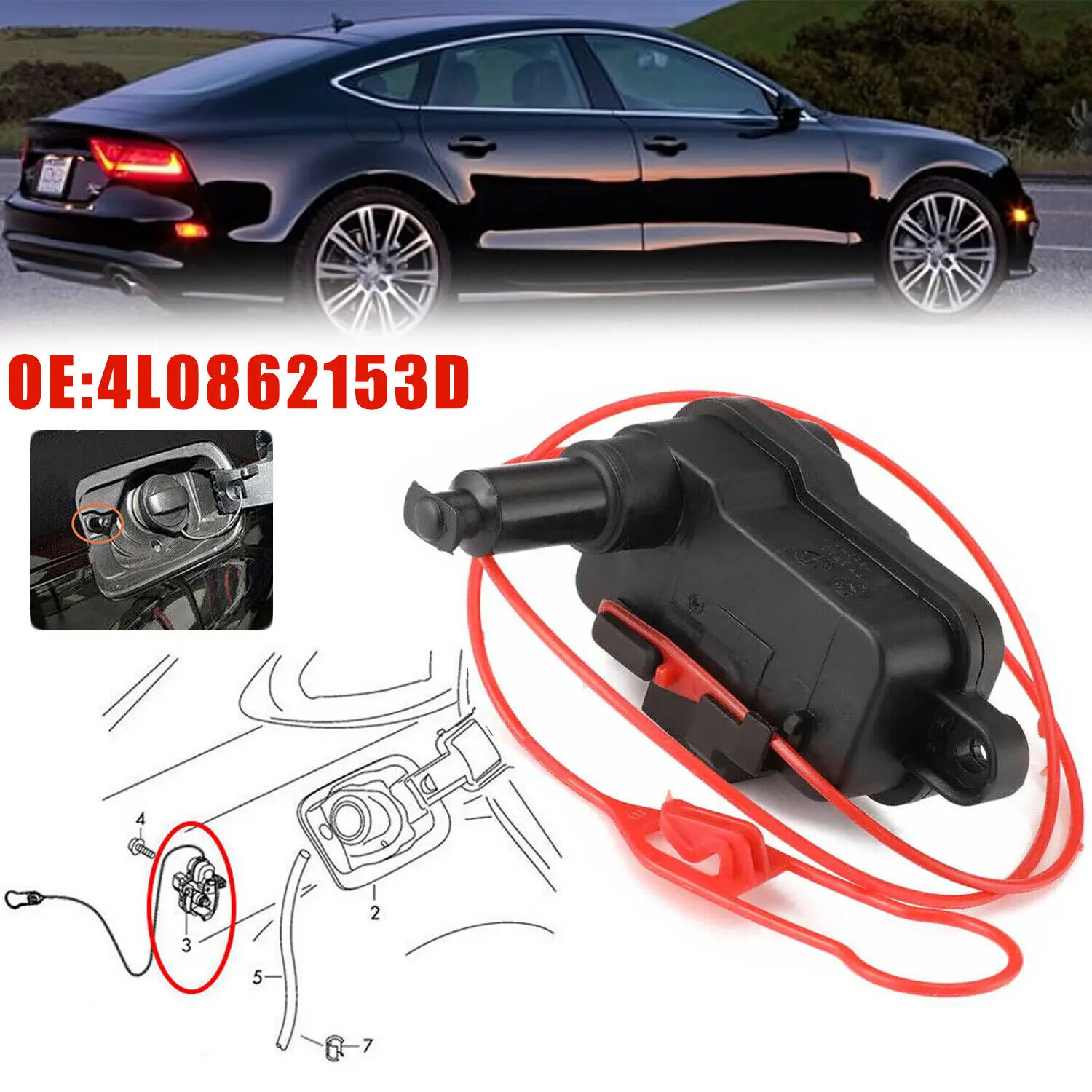 

For Audi A1 A3 A6 A7 Car Fuel Cap Switch Locking Flap Door Release Lock Actuator Motor #4L0862153D Auto Parts Accessories