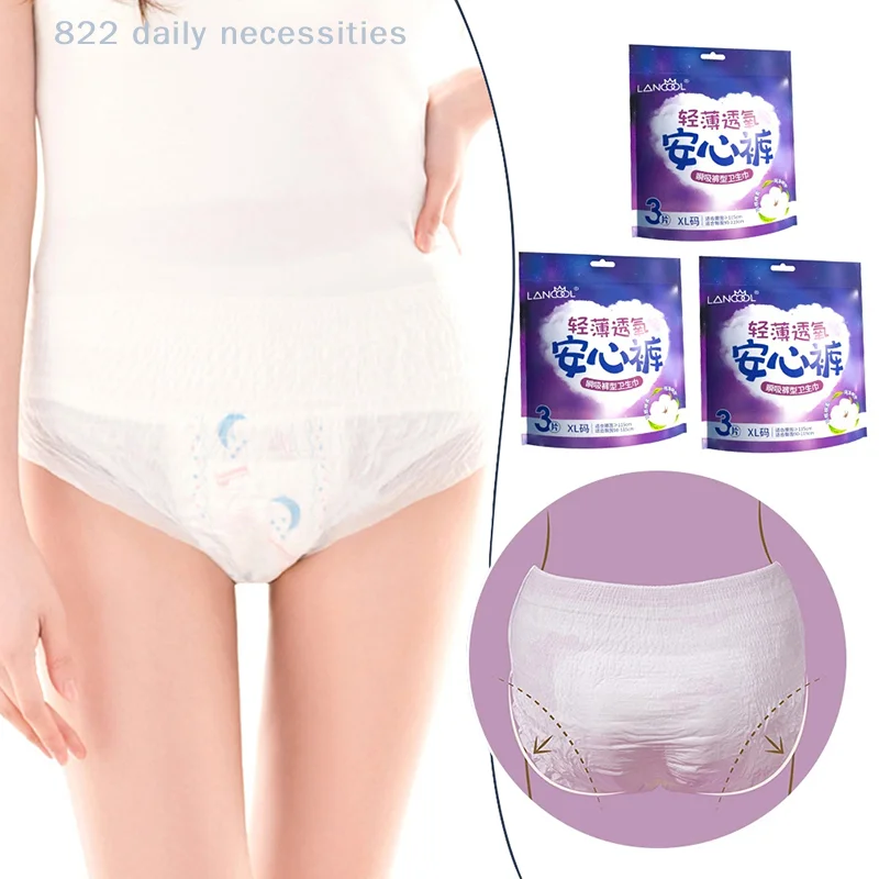 3Pcs/L XL Disposable Menstrual Underwear Breathable Quick Absorption Period Panties for Adult Women Postpartum Use