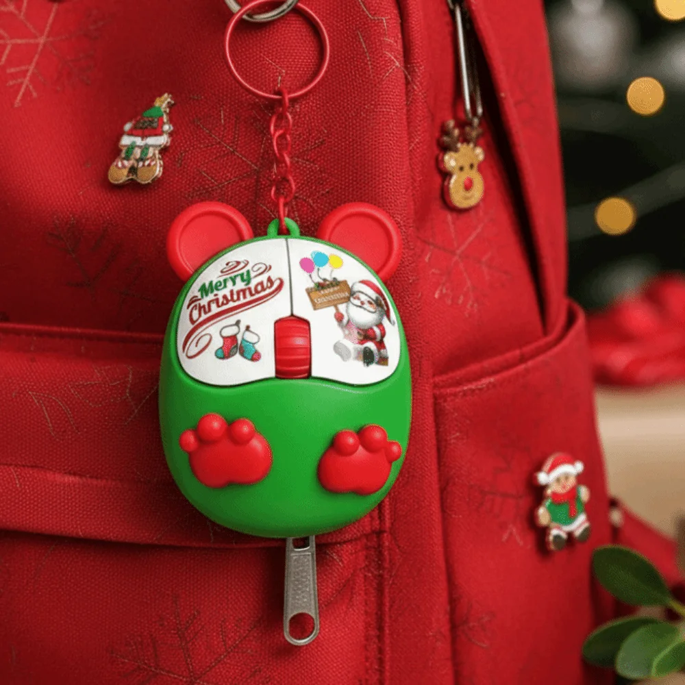 Light-emitting Glowing Christmas Key Chain Clickable Auditory-feedback LED Mouse Clicker Educational Pocket-sized