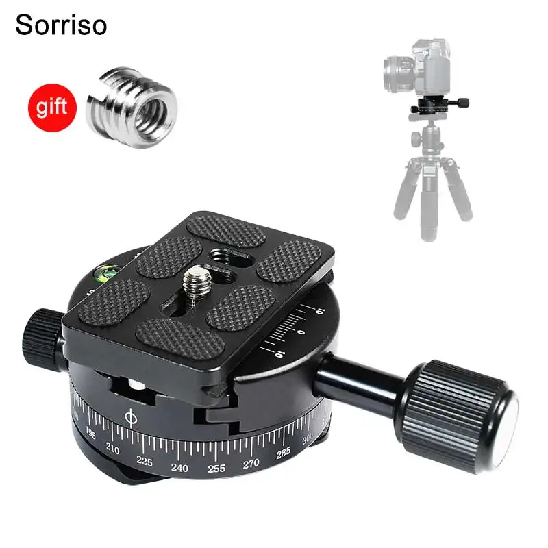 360 학위 회전 파노라마 삼각대 볼 헤드 퀵 릴리스 플레이트 클램프 슈팅 어댑터 마운트