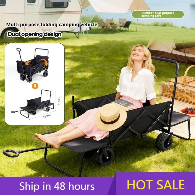 

POWER LEAP 180° Lie Down Folding Wagon Chair Bed Cargo Cart Camping Outdoor BBQ Shopping and Park Use Doubles As Cart and Comfor