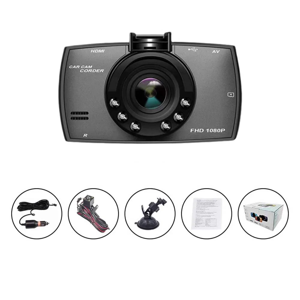 Grabadora de conducción de coche, cámara de doble cámara de ojo grande, asistencia de marcha atrás, pantalla Hd de 480/720 pulgadas, caja negra, 1080/2,2/2,4 P