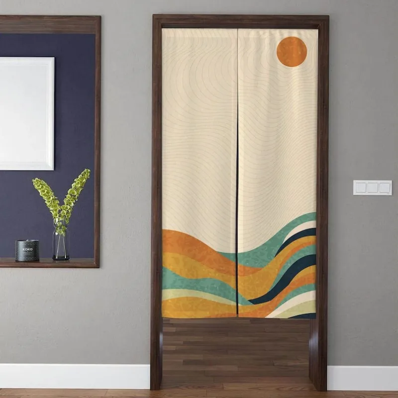 VIKAMA Minimalist Abstract Noren Door Curtain Bohemian YINHUA Partition Curtain Home Bedroom Kitchen Bathroom Home Decoration