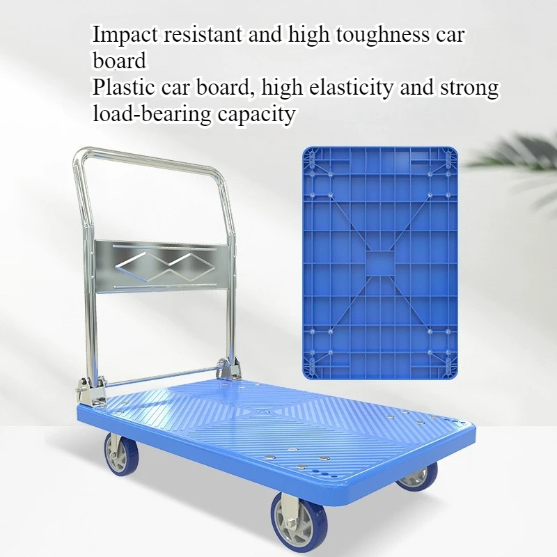 عربة قابلة للطي سحب البضائع شاحنة سحب صغيرة مستودع مقطورة المحمولة أربع عجلات عربة التسوق الصامتة التعامل مع شاحنة مسطحة #3