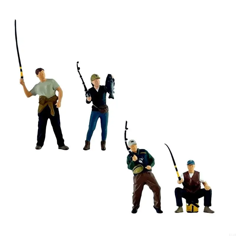 Resin Male Angler Miniature 1/64 Scale Figurines Perfect for Model Enthusiasts