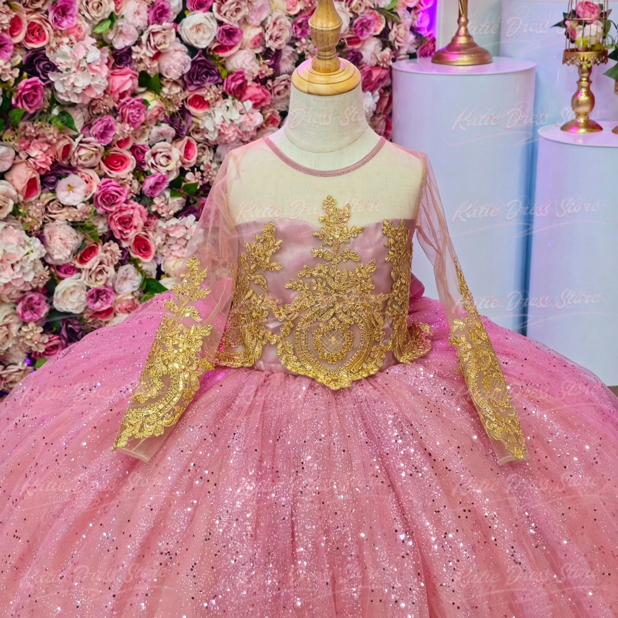 Elegant Customized Flower Girl Dress For Wedding Tulle Puffy With Bow Applique Kids Birthday Party First Communion Ball Gowns