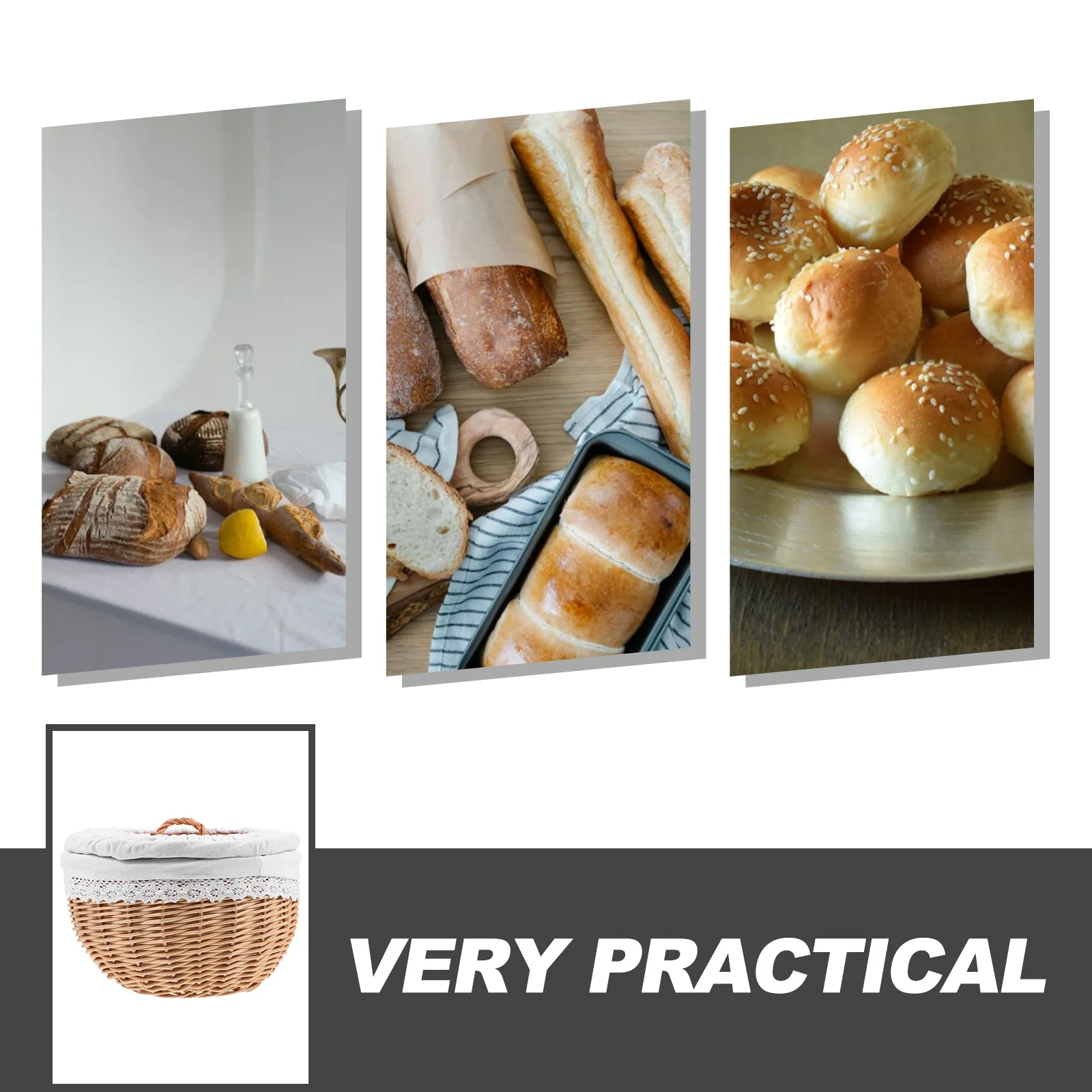 

1pc Food Storage Basket Woven Wicker Bread Snack Pastry Organizer Kitchen Pantry Multipurpose Basket For Home Office Hotel