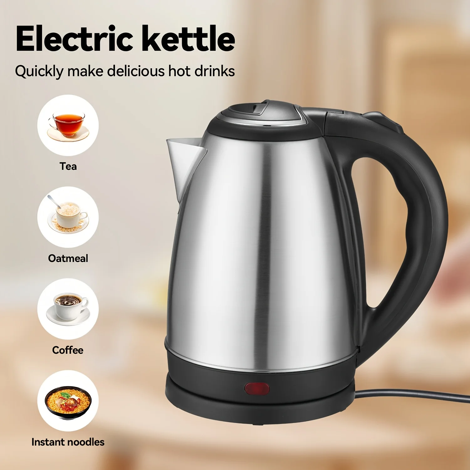 

Electric Kettle 304 Stainless Steel,1500W Fast Boil with Auto Shut-Off & LED Indicator, Cool Touch Handle for Coffee Tea Kitchen