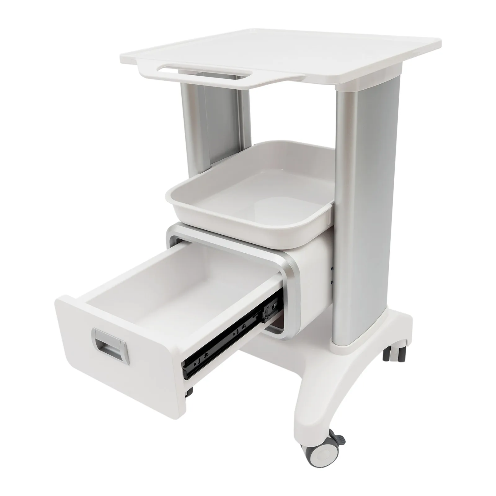 عربة طبية مع عجلات عربة متنقلة مع درج واحد وصندوقين لأدوات التجميل، عربة أدوات دوارة 100 كجم/220.46 رطل #5