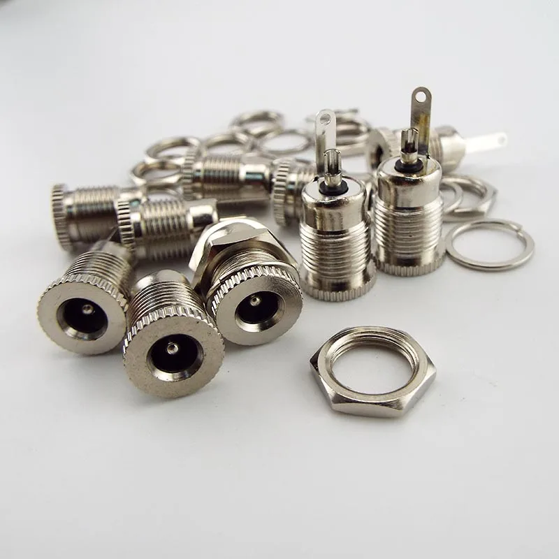 DC-099 DC Female Socket 5.5x2.5mm 5.5x2.1mm Power Jack Panel Mount Connector Metal Open Hole Adapter 5.5 mmx2.5mm Plug