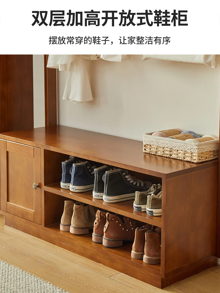 Sapateira de madeira maciça, Sapateiro, Sapateiro com Integrado Pendurado Clothing Rack