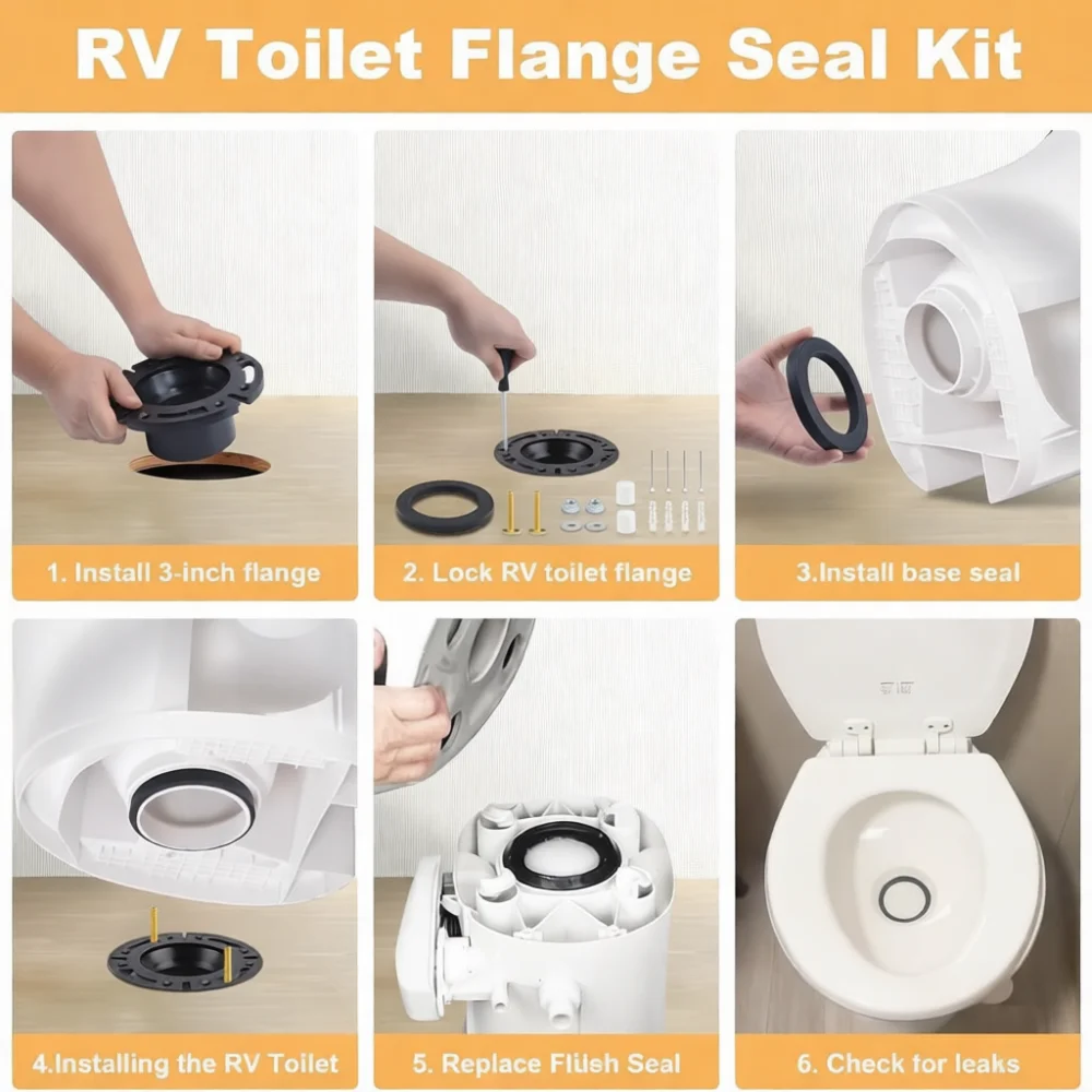 RV Toilet Seal Kit Replacement For 385345892 300310320 Camper Bathroom Parts Campervan Water Closet Flange Gasket Accessories