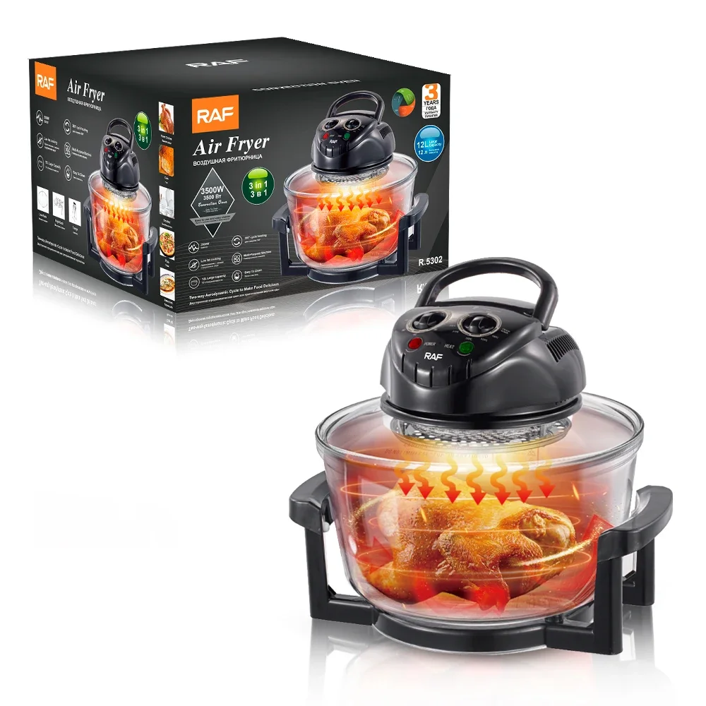 Raf Multifunctional cooker desktop glass air fryer electric wave turbo convection oven 12L halogen oven for home