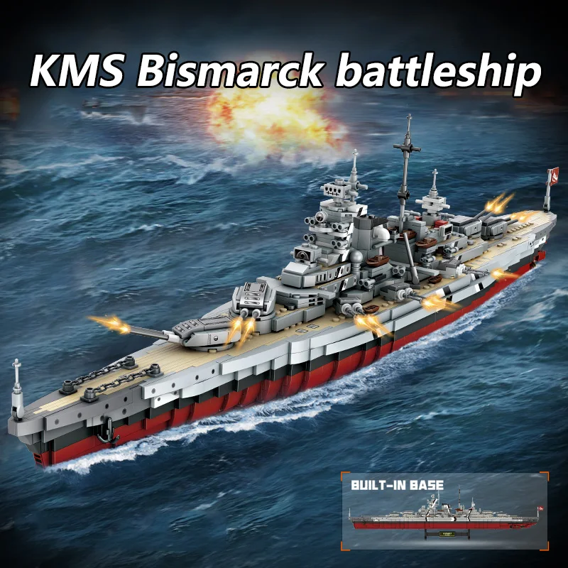 

2081 PCS KMS Bismarck Battleship Building Blocks, World War II Classic Warship Puzzle Assembly Toys, Children's Handmade DIY